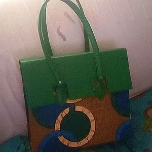 African print handbag with matching bracelet & head wrap